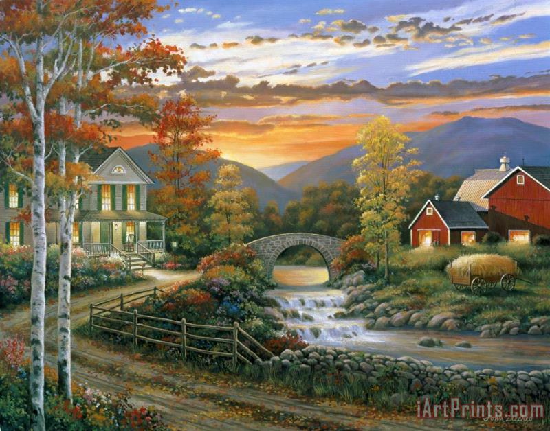 Autumn Barn painting - John Zaccheo Autumn Barn Art Print