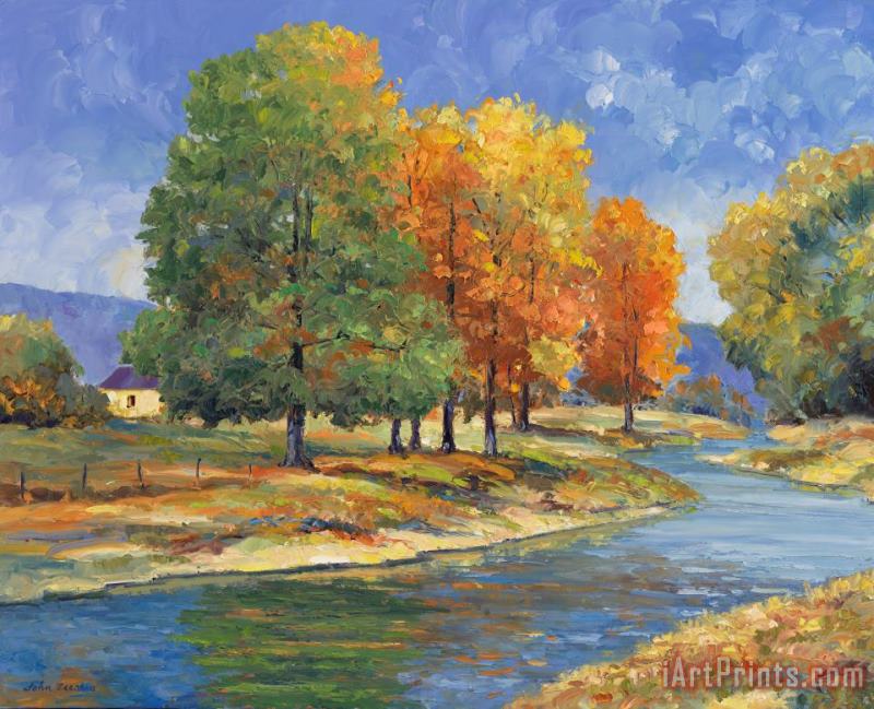 New England Autumn painting - John Zaccheo New England Autumn Art Print
