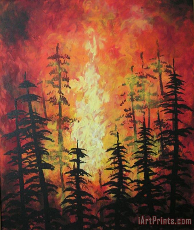 Kelowna Wild Fires painting - Jordanka Yaretz Kelowna Wild Fires Art Print