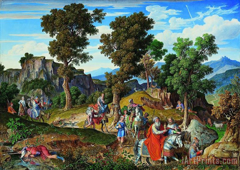 Serpentara Landscape with The Procession of The Magi painting - Joseph Anton Koch Serpentara Landscape with The Procession of The Magi Art Print