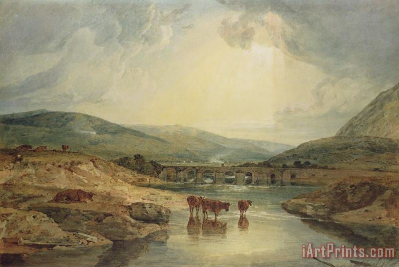 Bridge over the Usk painting - Joseph Mallord William Turner Bridge over the Usk Art Print