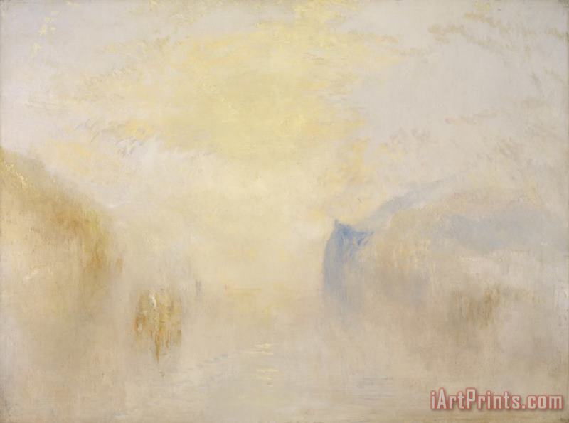 Sunrise, with a Boat Between Headlands painting - Joseph Mallord William Turner Sunrise, with a Boat Between Headlands Art Print