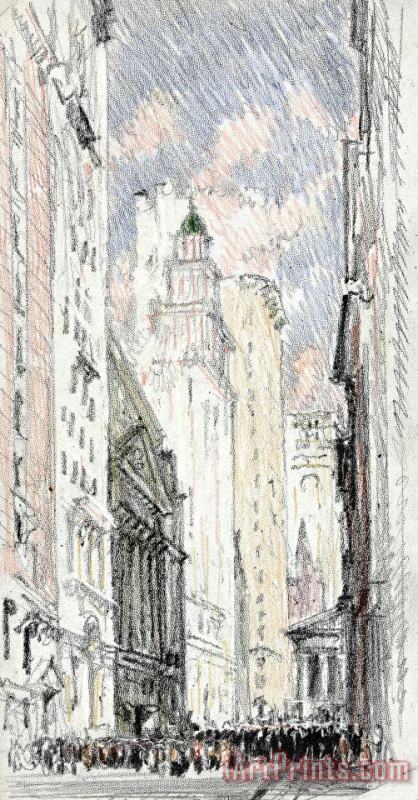 The New York Stock Exchange painting - Joseph Pennell The New York Stock Exchange Art Print