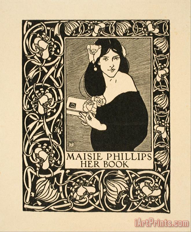 Maisie Phillips. Her Book painting - Joseph W. Simpson Maisie Phillips. Her Book Art Print