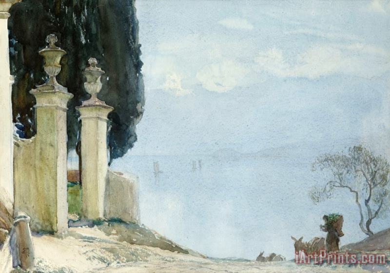 A Blue Day On Como painting - Joseph Walter West A Blue Day On Como Art Print