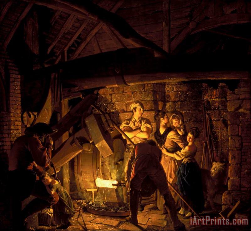 Joseph Wright  An Iron Forge Art Painting