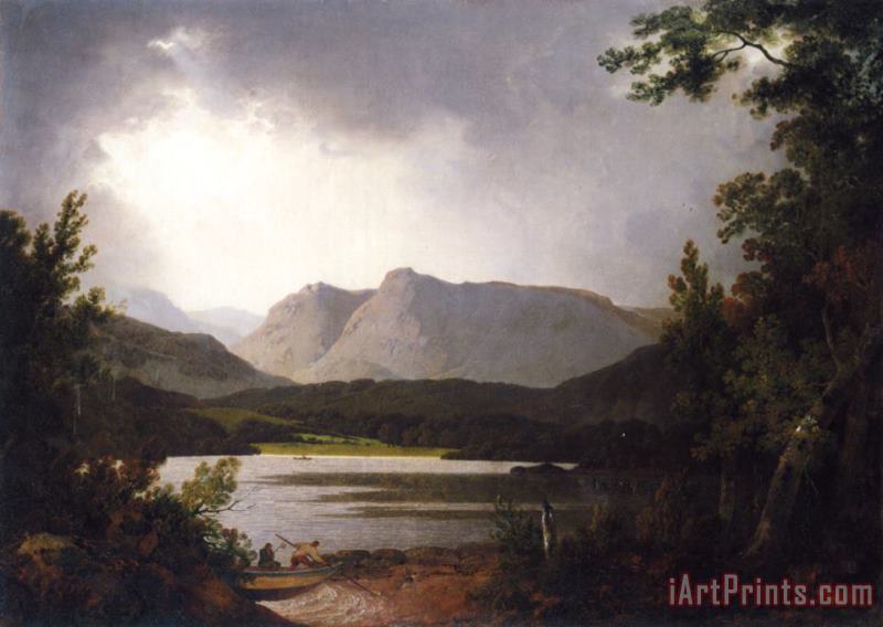 View of Lake Windemere with Langdale Pikes painting - Joseph Wright of Derby View of Lake Windemere with Langdale Pikes Art Print