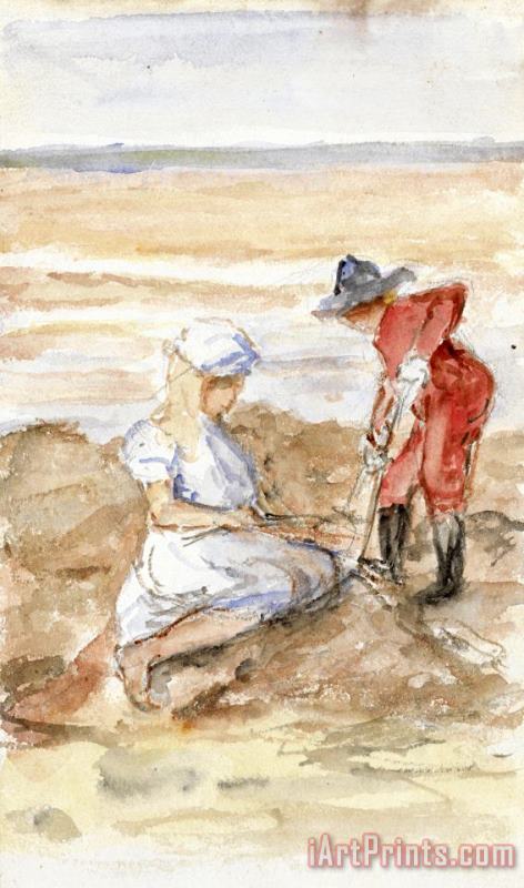 Kinderen Spelend Aan Het Strand painting - Jozef Israels Kinderen Spelend Aan Het Strand Art Print