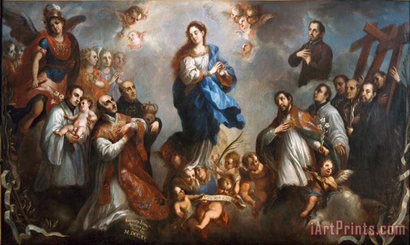 Juan Francisco de Aguilera The Inmaculate Conception with Jesuits Art Painting