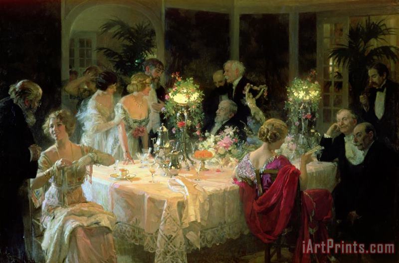 Jules Alexandre Grun The End of Dinner Art Painting