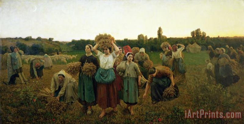 Jules Breton Calling in the Gleaners Art Painting