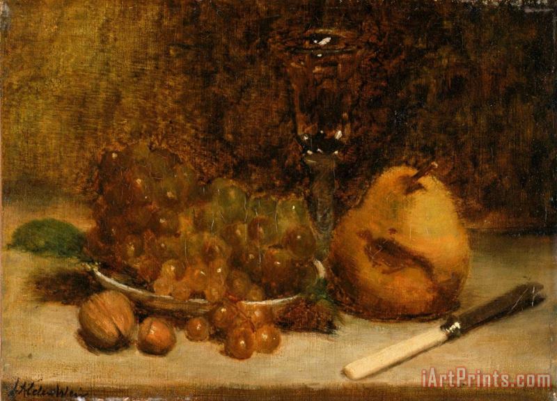 Julian Alden Weir Grapes, Knife And Glass Art Painting