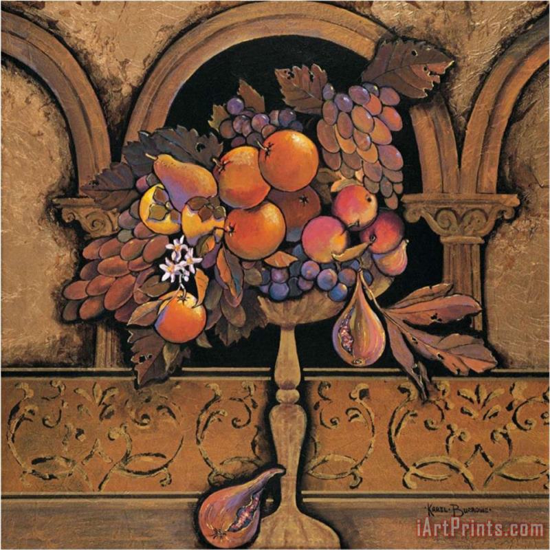 Memories of Provence Grapes And Persimmons painting - Karel Burrows Memories of Provence Grapes And Persimmons Art Print