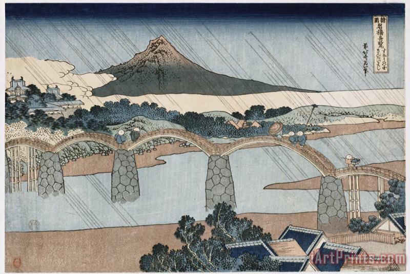 Katsushika Hokusai Kintai Bridge, Suo Province Art Painting