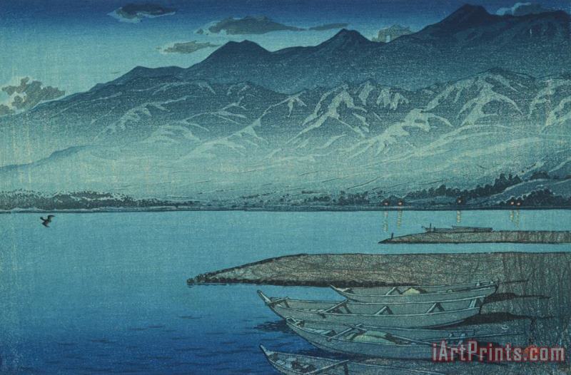 Kawase Hasui Moonlight on Lake Kamo (getsu Meiro Kamo Ko), From The Series Souvenirs of Travels, Second Series (tabi Miyage, Dai Ni Shu) Art Print