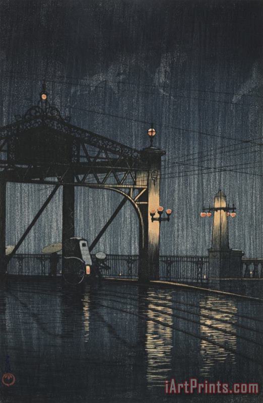 Night Rain on Shin O Hashi painting - Kawase Hasui Night Rain on Shin O Hashi Art Print