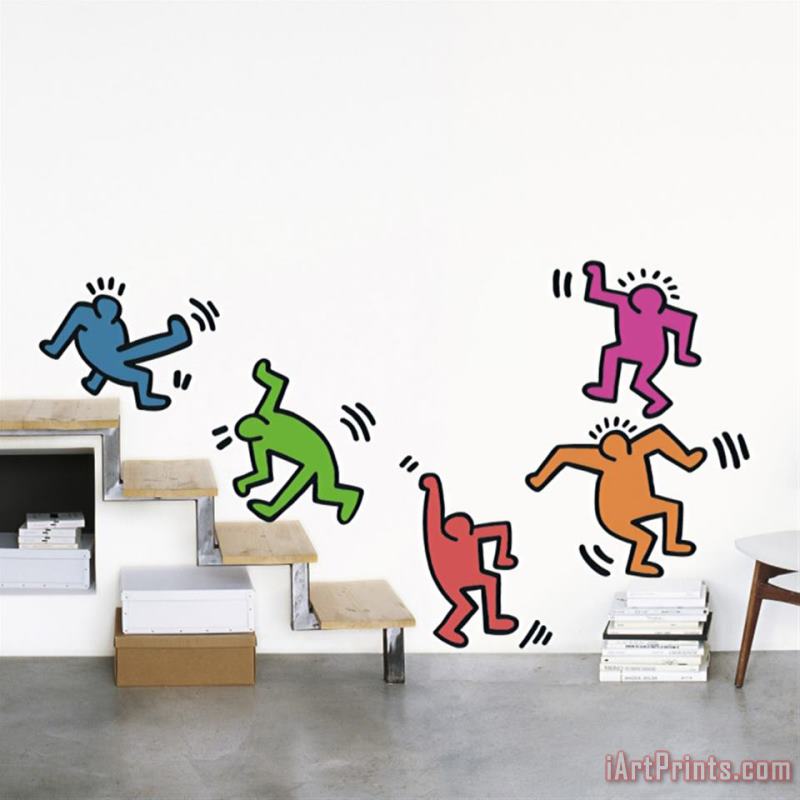 Five Dancing Figures painting - Keith Haring Five Dancing Figures Art Print