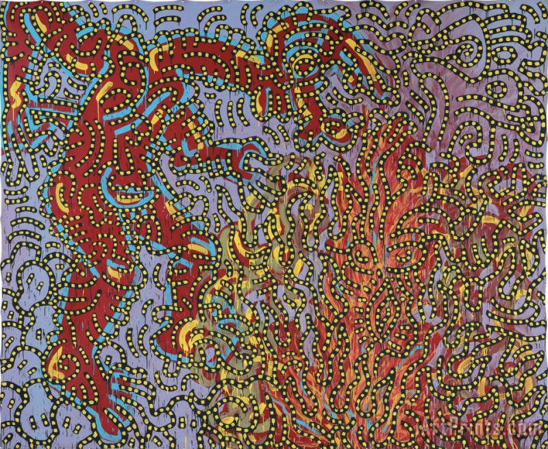 Keith Haring Moses And The Burning Bush Art Painting