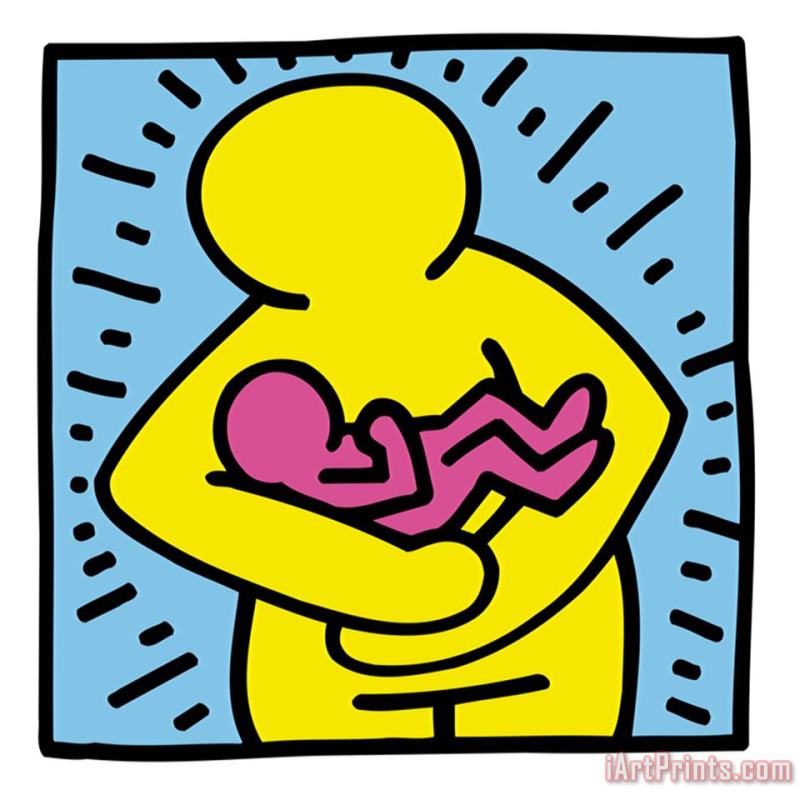 Keith Haring Pop Shop Mother And Baby Art Painting
