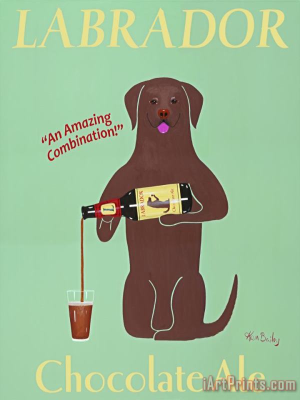 Labrador Chocolate Ale painting - Ken Bailey Labrador Chocolate Ale Art Print