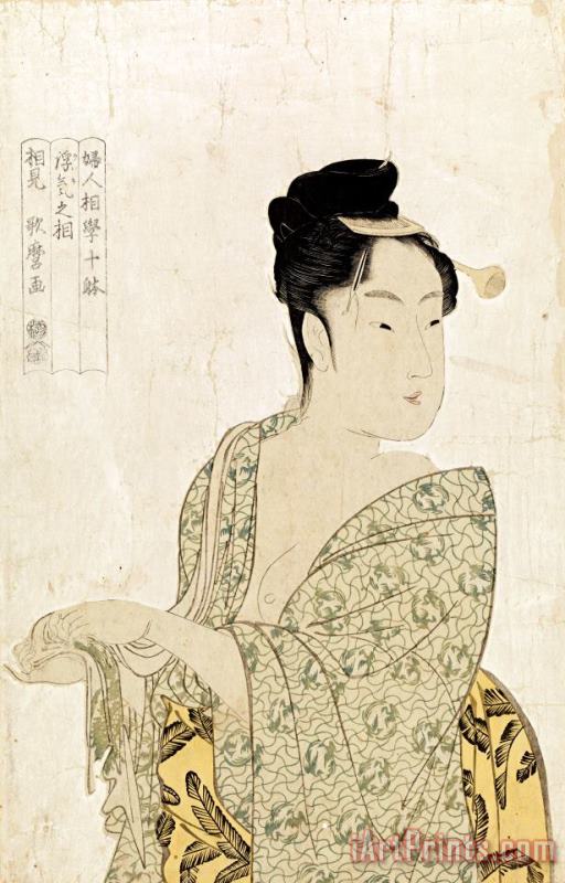 Ten Physiognomic Types of Women, Coquettish Type painting - Kitagawa Utamaro Ten Physiognomic Types of Women, Coquettish Type Art Print