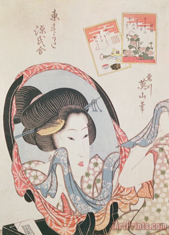 Kitugawa Eizan Woman At Her Mirror Art Print