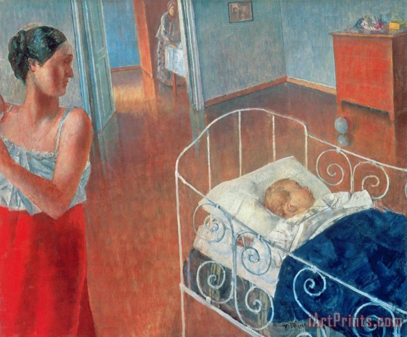 Kuzma Sergeevich Petrov-Vodkin Sleeping Child Art Painting