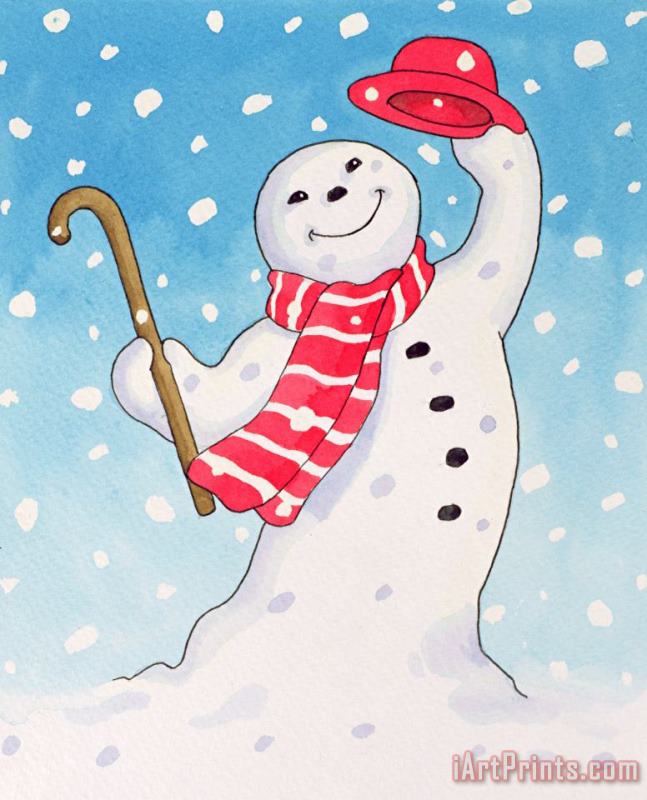 Dancing Snowman painting - Lavinia Hamer Dancing Snowman Art Print