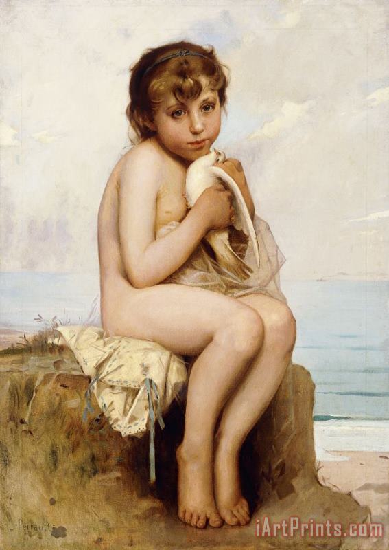 Nude Child With Dove painting - Leon Bazile Perrault Nude Child With Dove Art Print