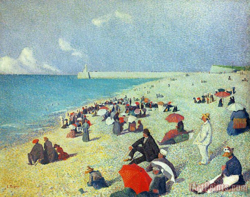 On The Beach painting - Leon Pourtau On The Beach Art Print