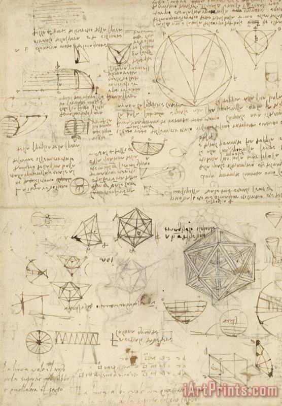 Leonardo da Vinci Cube Sphere Icosahedron Mention Of Known Project For Telescope Art Painting