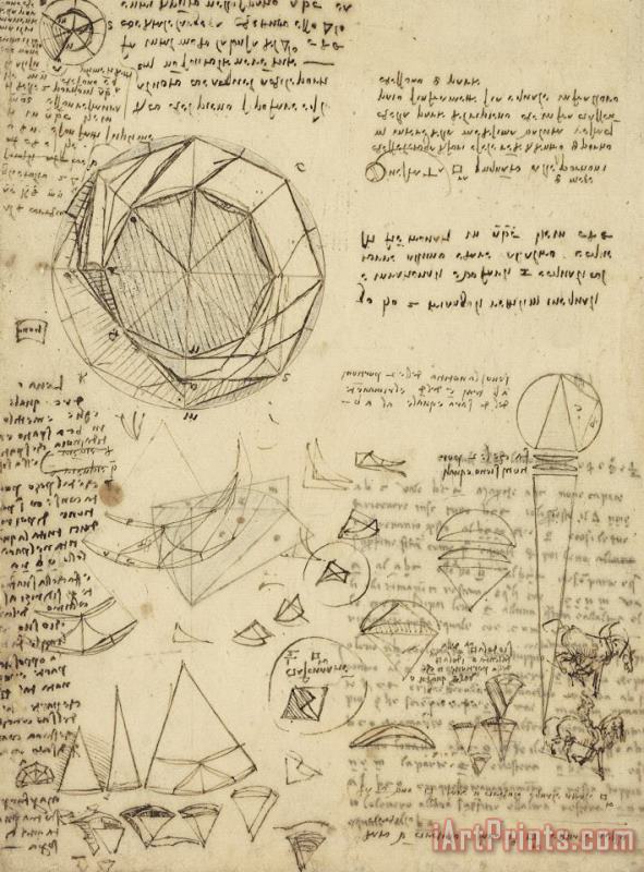 Leonardo da Vinci Decomposition Of Circle Into Bisangles From Atlantic Codex Art Painting