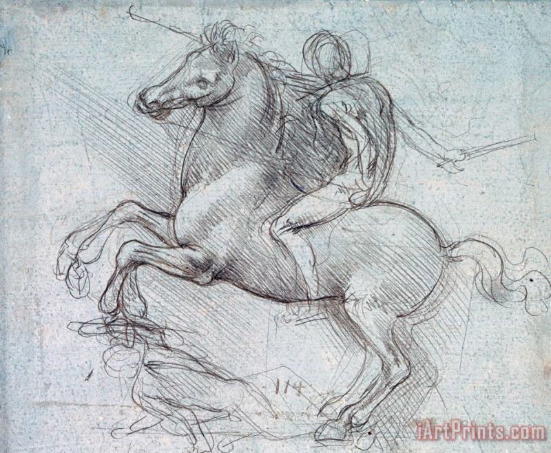 Leonardo Study For Equestrian Monument painting - Leonardo da Vinci Leonardo Study For Equestrian Monument Art Print