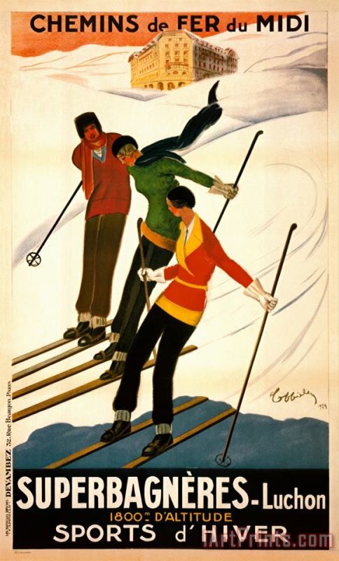 Leonetto Cappiello Superbagneres Luchon Sports D Hiver Art Painting