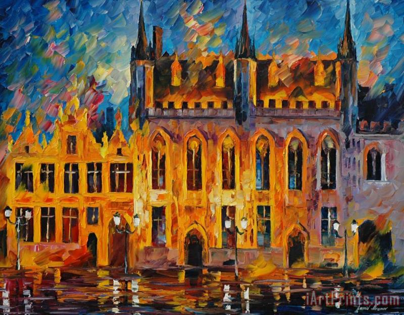 Bruges painting - Leonid Afremov Bruges Art Print