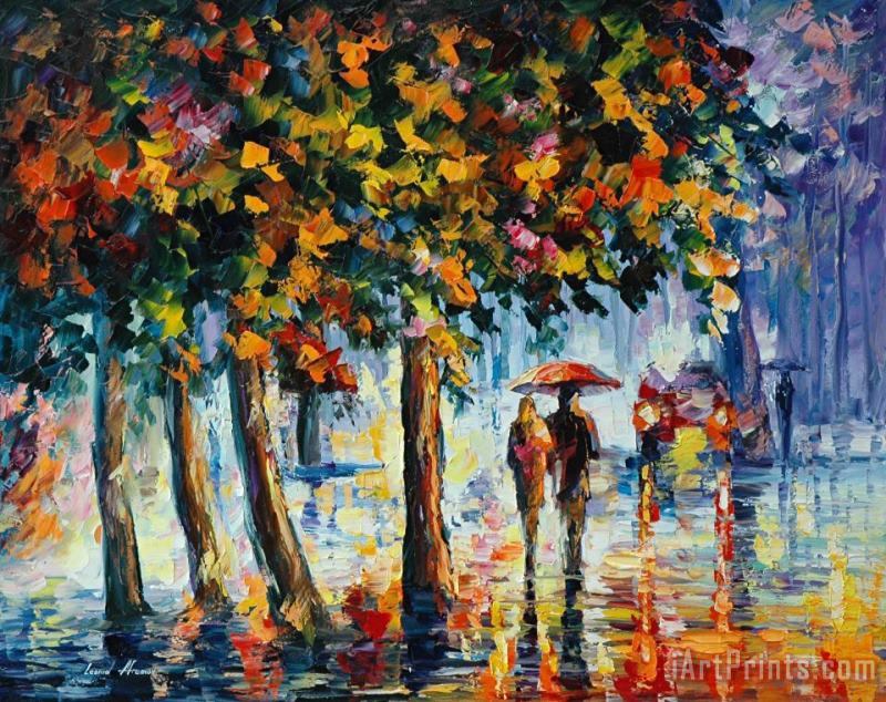 Leonid Afremov Coolness Of The Rain Art Print