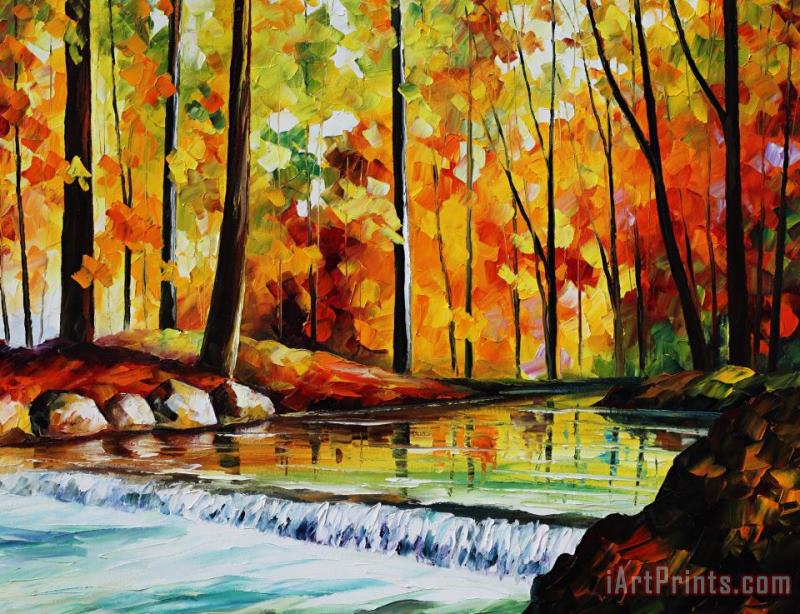 Leonid Afremov Forest Stream Large Size Photo Large Print Available Art Painting