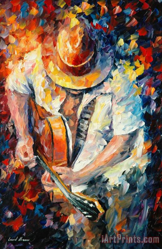 Guitar And Soul painting - Leonid Afremov Guitar And Soul Art Print