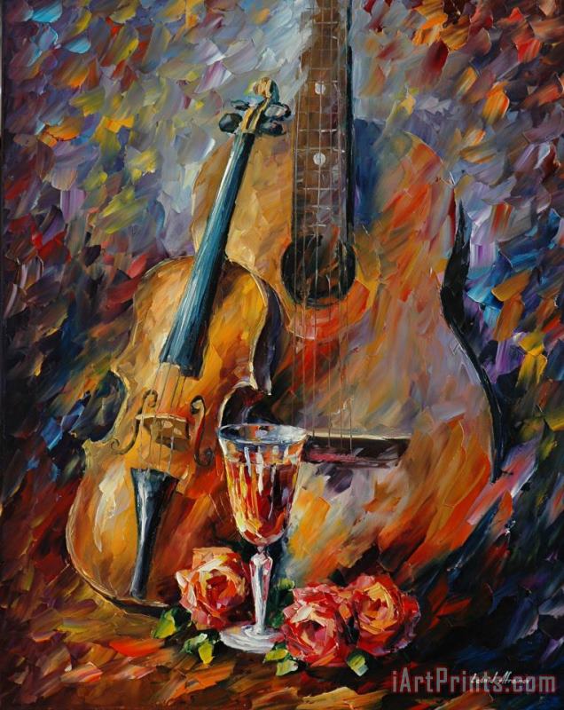 Guitar And Violin painting - Leonid Afremov Guitar And Violin Art Print