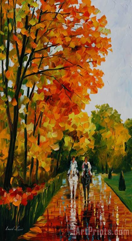 Leonid Afremov Horseback Stroll Art Print
