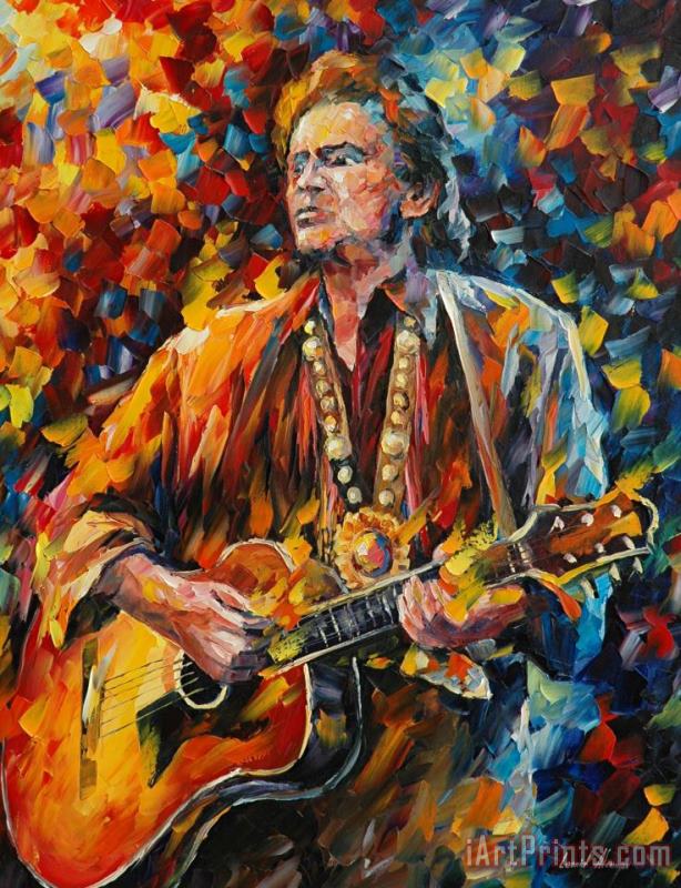 Leonid Afremov Johnny Cash Art Print