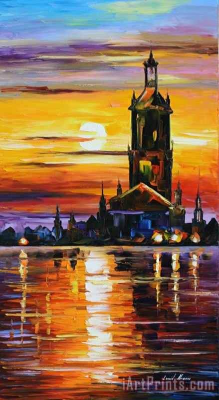 Leonid Afremov Old Tower Art Painting