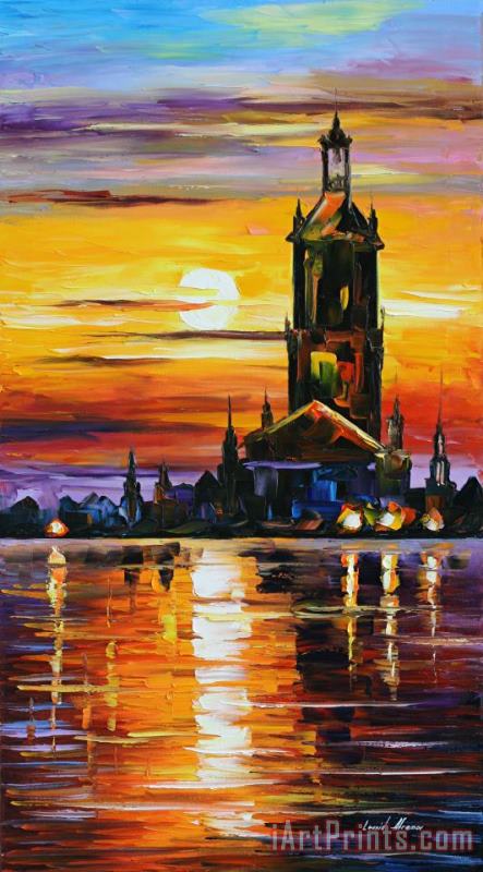Old Tower painting - Leonid Afremov Old Tower Art Print