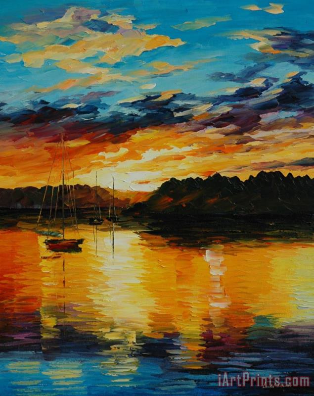 Leonid Afremov Reflections Of The Sunset Art Print