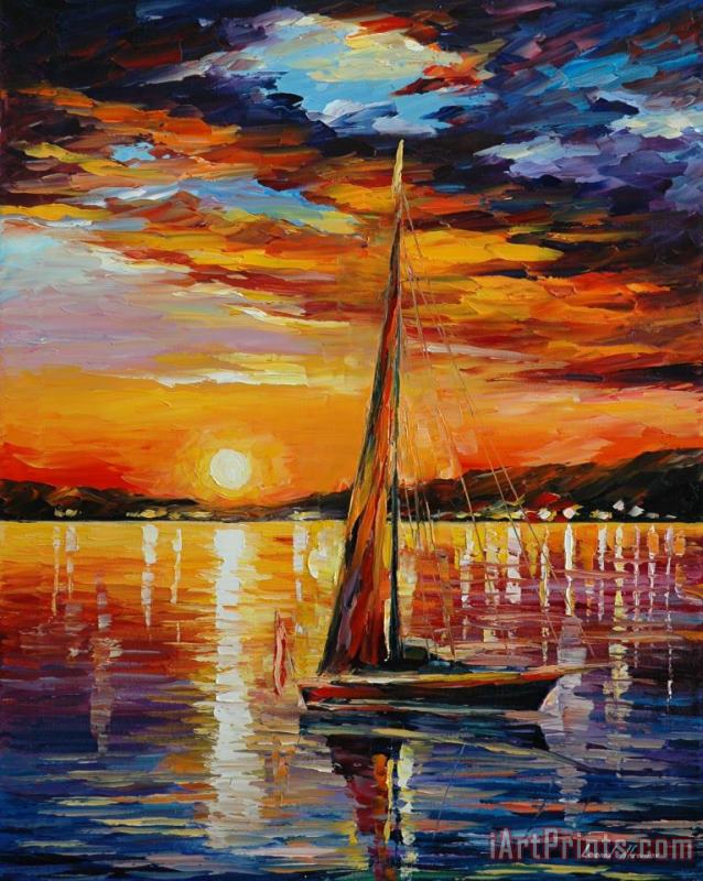 Leonid Afremov Sail In Sunset Art Print