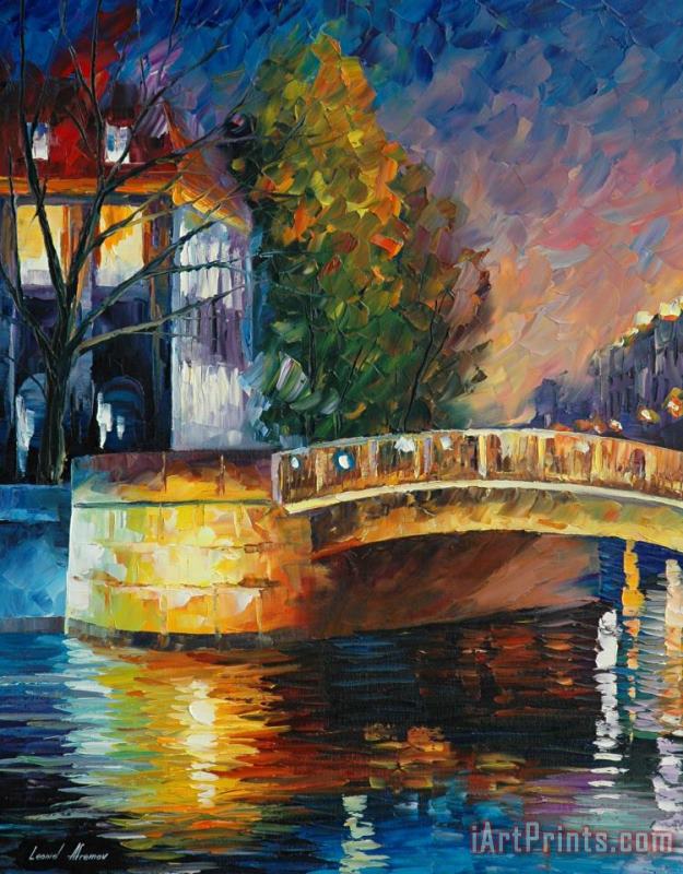 Sleepy Bridge painting - Leonid Afremov Sleepy Bridge Art Print
