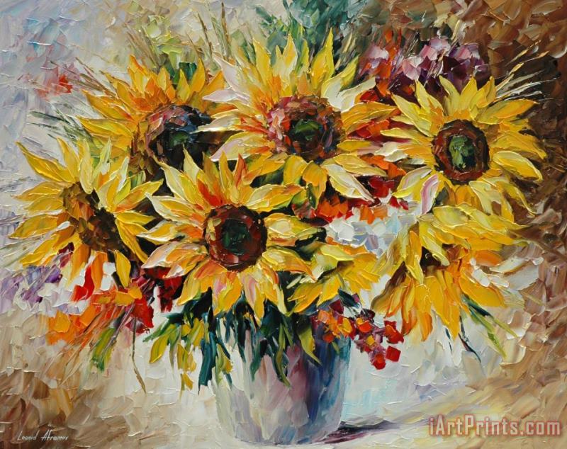 Sun Flowers painting - Leonid Afremov Sun Flowers Art Print