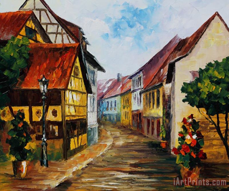 Leonid Afremov Town in Germany Art Print