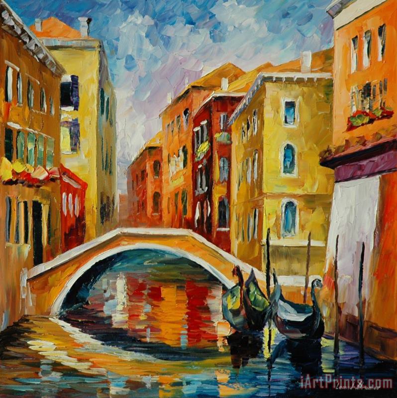 Leonid Afremov Venice Bridge Art Print