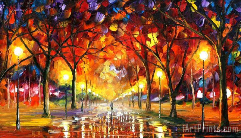Leonid Afremov Warm Rain Drops Art Print